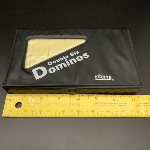 Excite Double Six Dominos in Original Vinyl Snap Closure Case Vintage - Picture 5 of 6